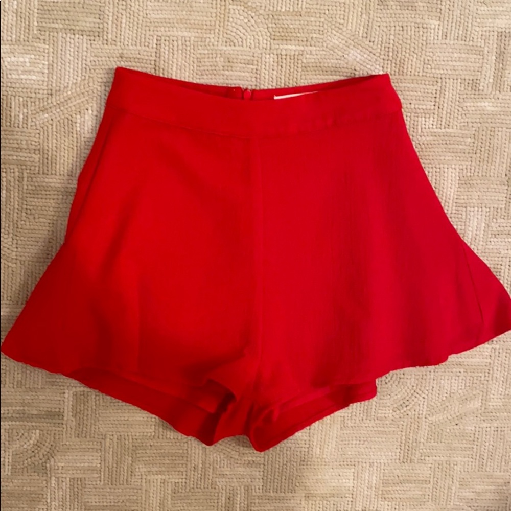 About Us Red Flowy Shorts